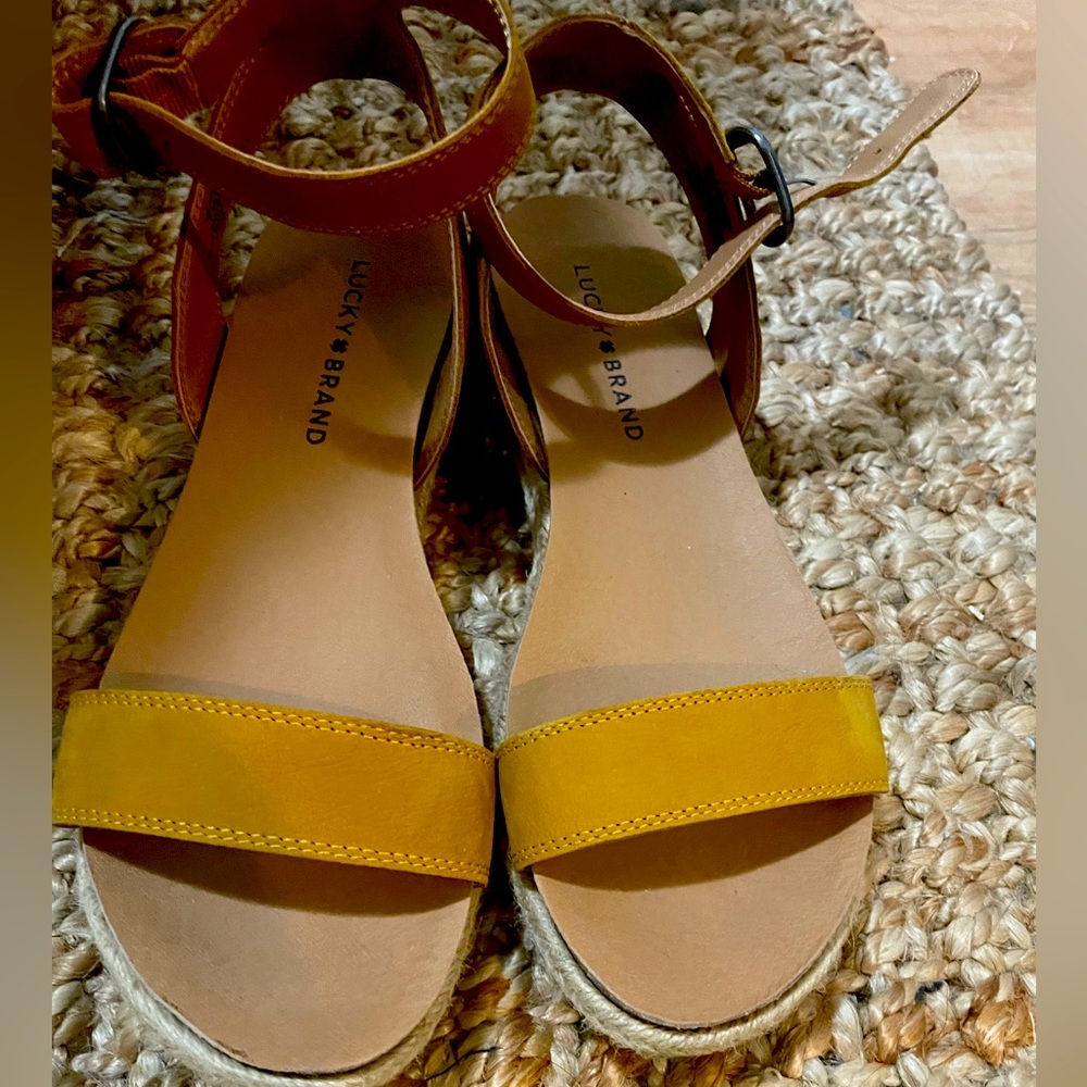 Lucky brand sandals, size 7.5, mustard yellow